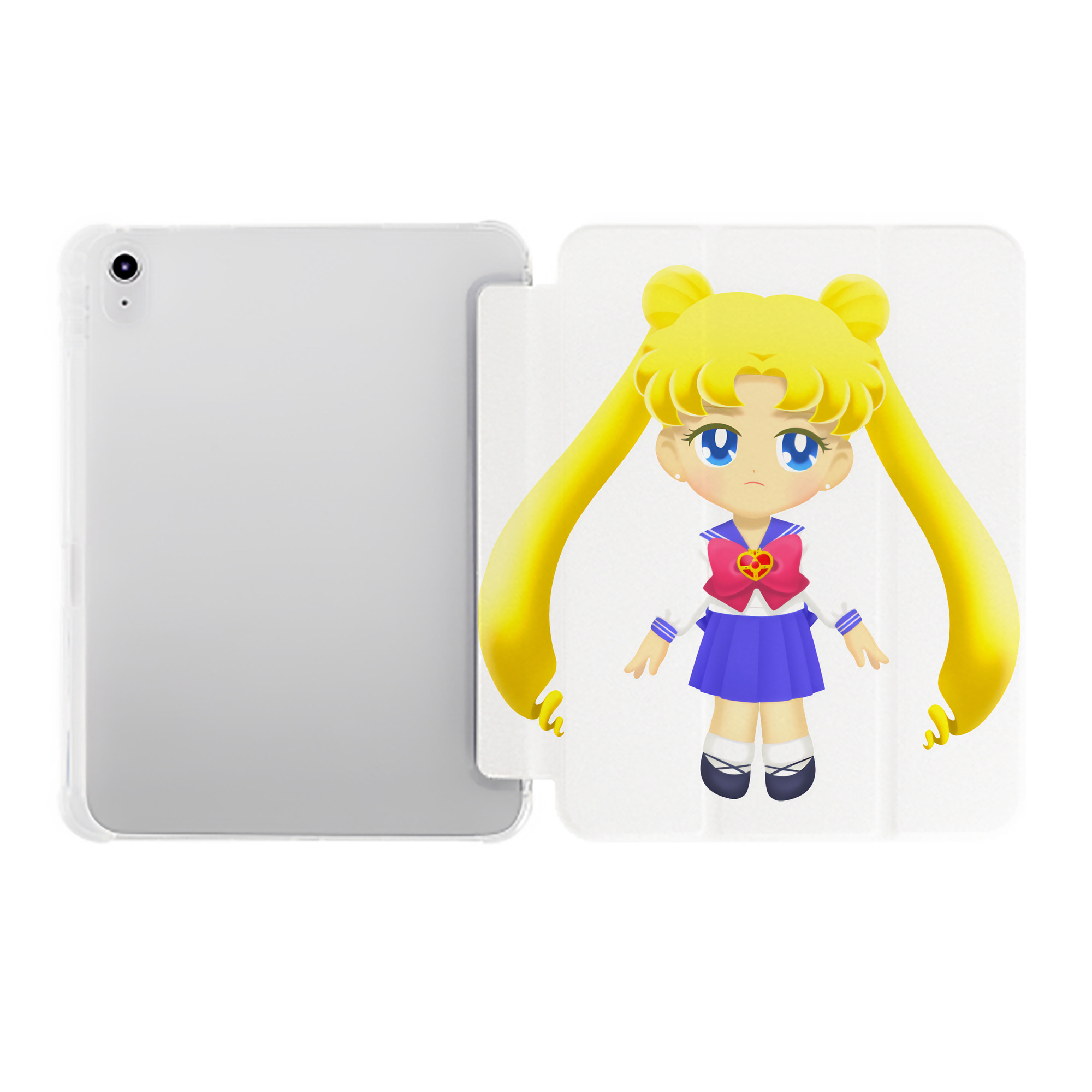 （画像用） 美少女戦士セーラームーン 愛野 美奈子 あいの みなこ Sailor Moon Aino Minako IPad ケース ペン収納付き 三つ折りスタンド PUレザー×シリコン 対応機種9.5/10.5/10.9インチ